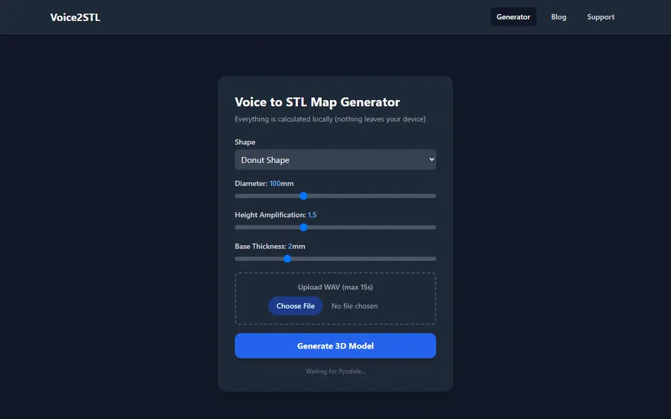 Screenshot of Voice2STL