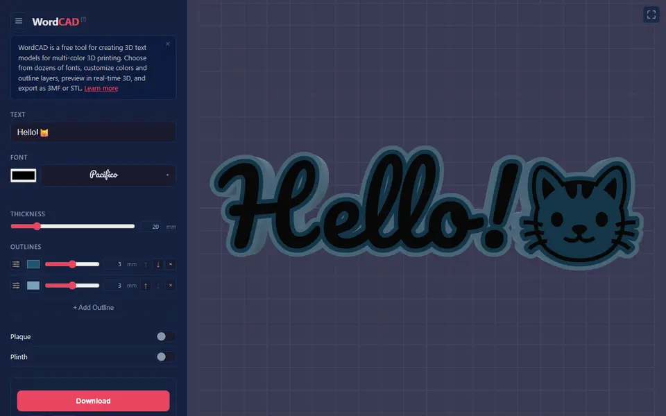 Screenshot of WordCAD